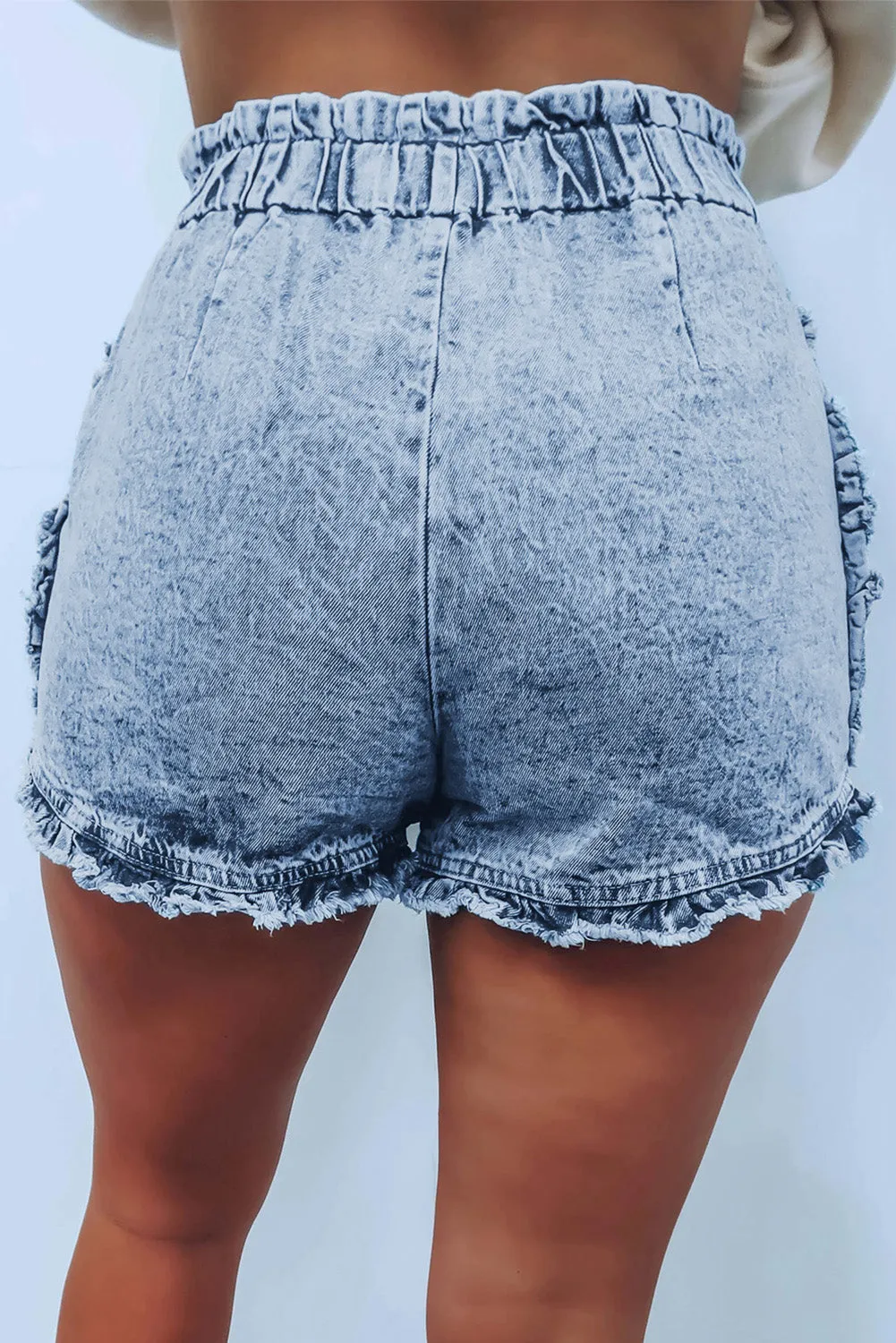 Flounce High Waist Denim Shorts