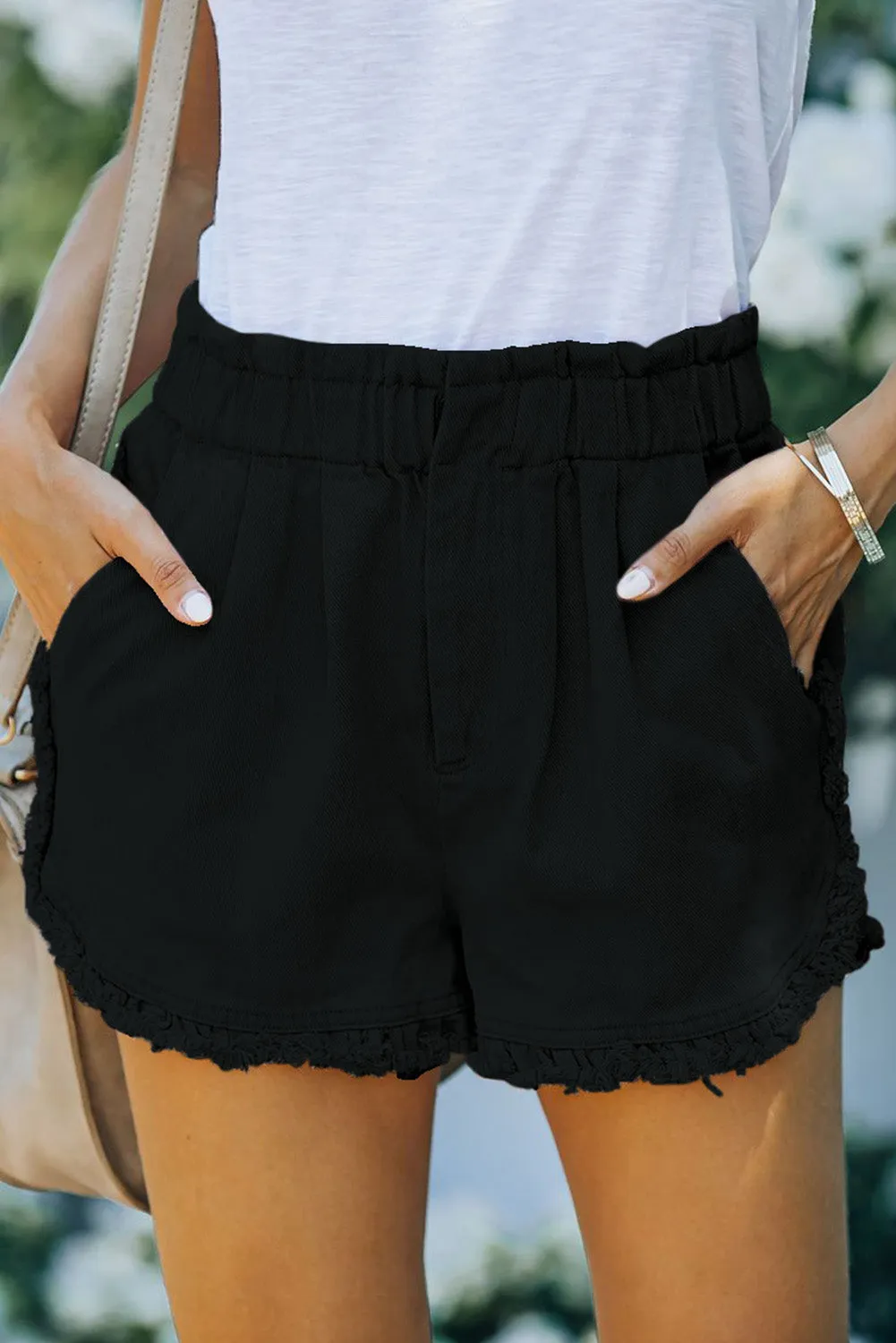 Flounce High Waist Denim Shorts