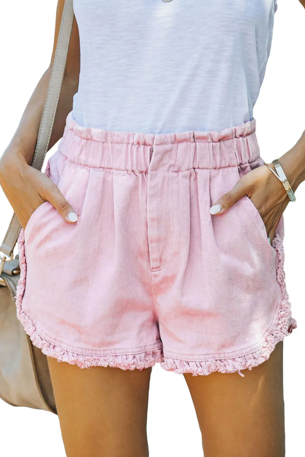 Flounce High Waist Denim Shorts
