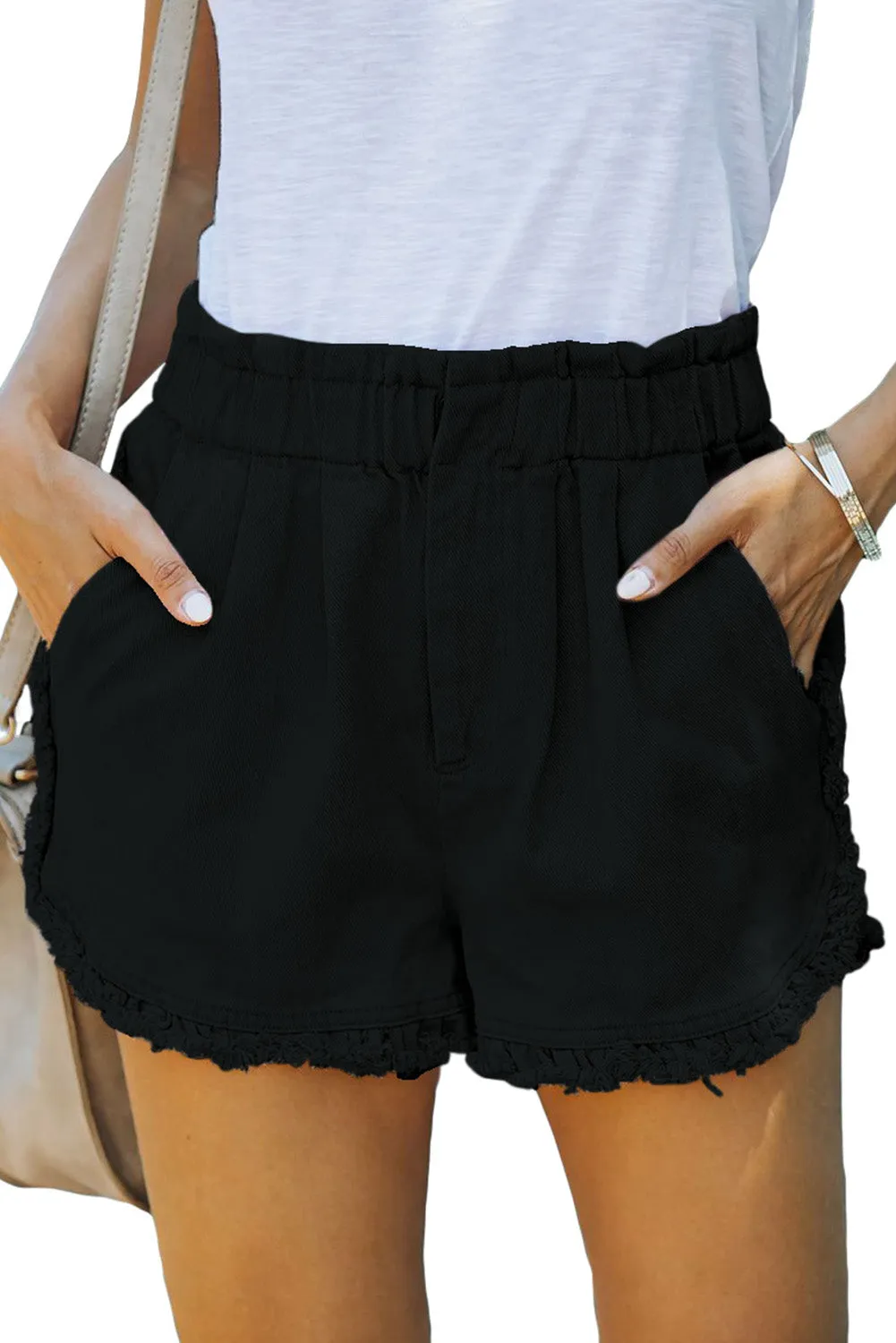 Flounce High Waist Denim Shorts