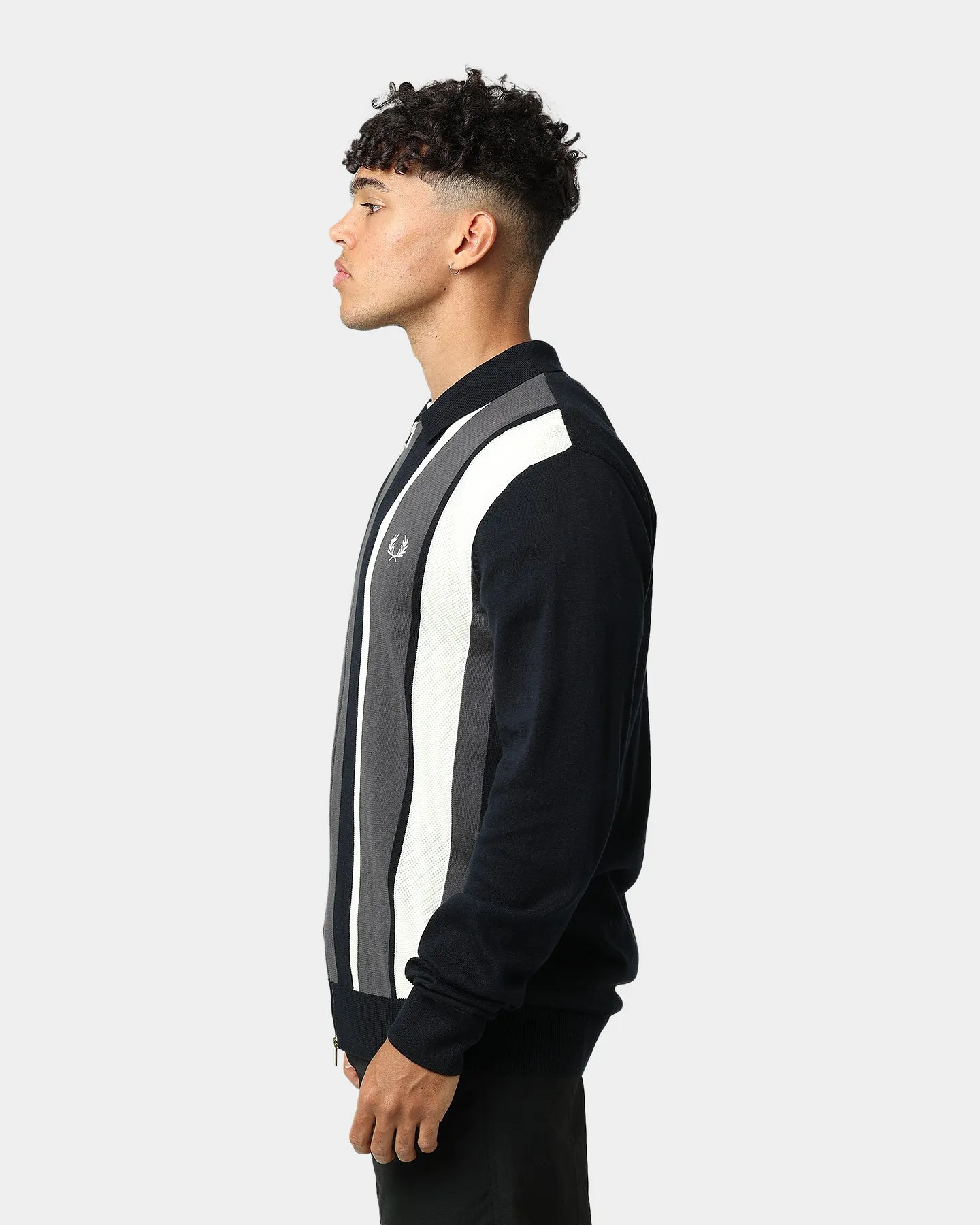 Fred Perry Striped Zip-Through Cardigan Navy