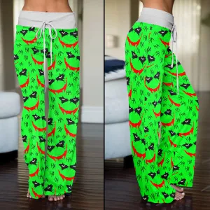 Green Smile Horror Women's High-waisted Wide Leg Pants