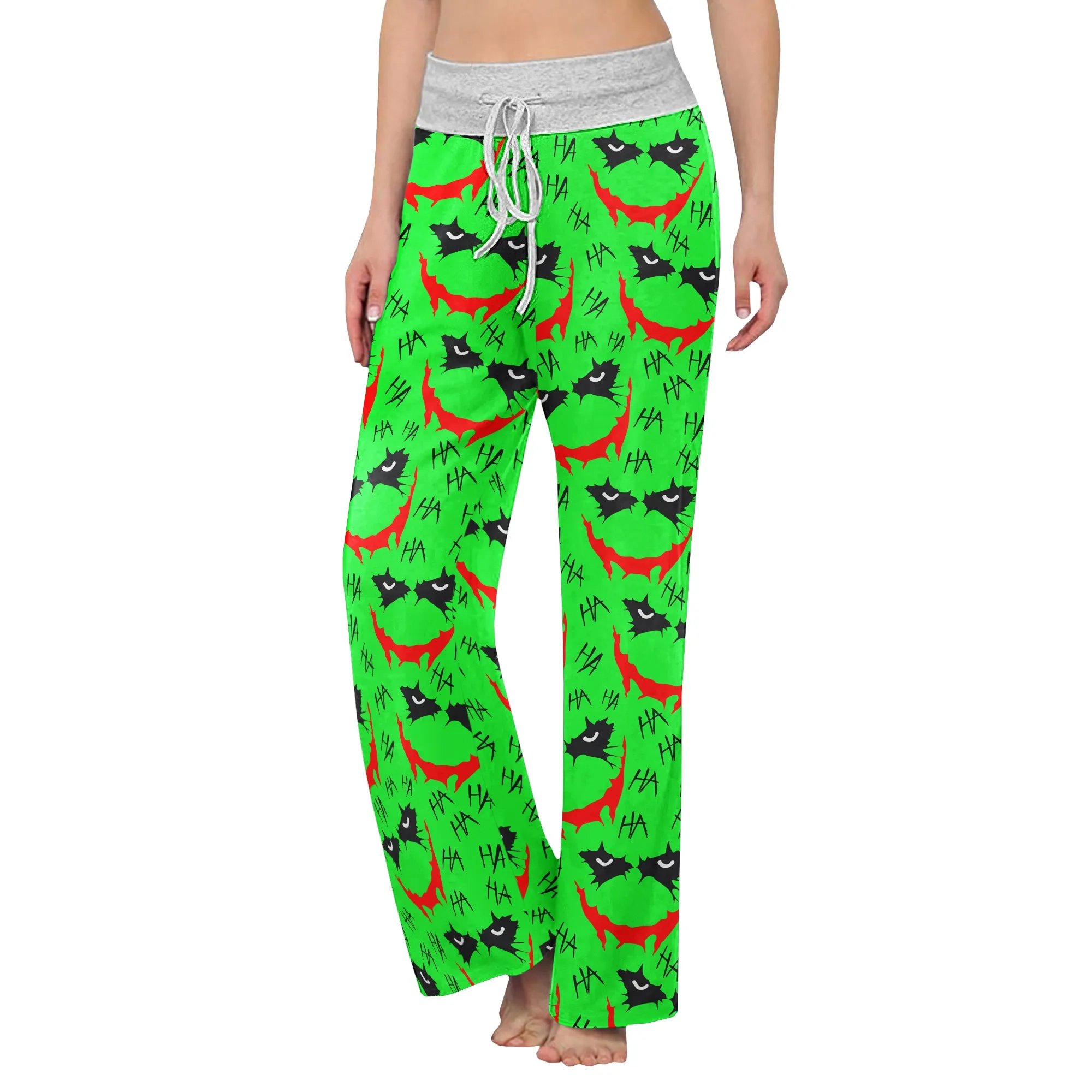 Green Smile Horror Women's High-waisted Wide Leg Pants