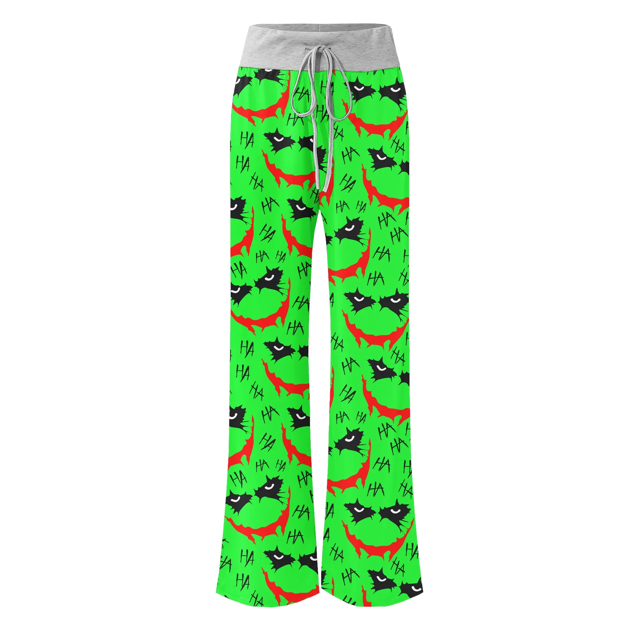 Green Smile Horror Women's High-waisted Wide Leg Pants