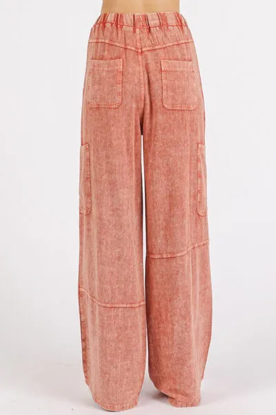 Hazel Blues® |  Mittoshop Mineral Wash Drawstring Elastic Waist Pants