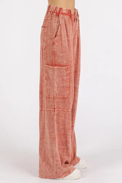 Hazel Blues® |  Mittoshop Mineral Wash Drawstring Elastic Waist Pants
