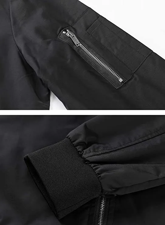 Hey Sir Men's Jacket-Lightweight Casual Spring Fall Thin Bomber Zip Pockets Coat Outwear