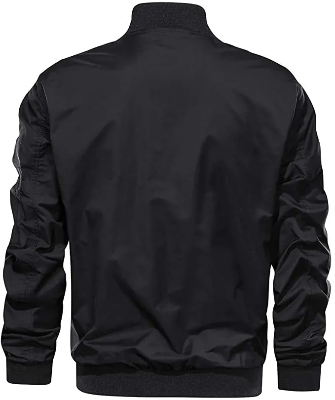 Hey Sir Men's Jacket-Lightweight Casual Spring Fall Thin Bomber Zip Pockets Coat Outwear