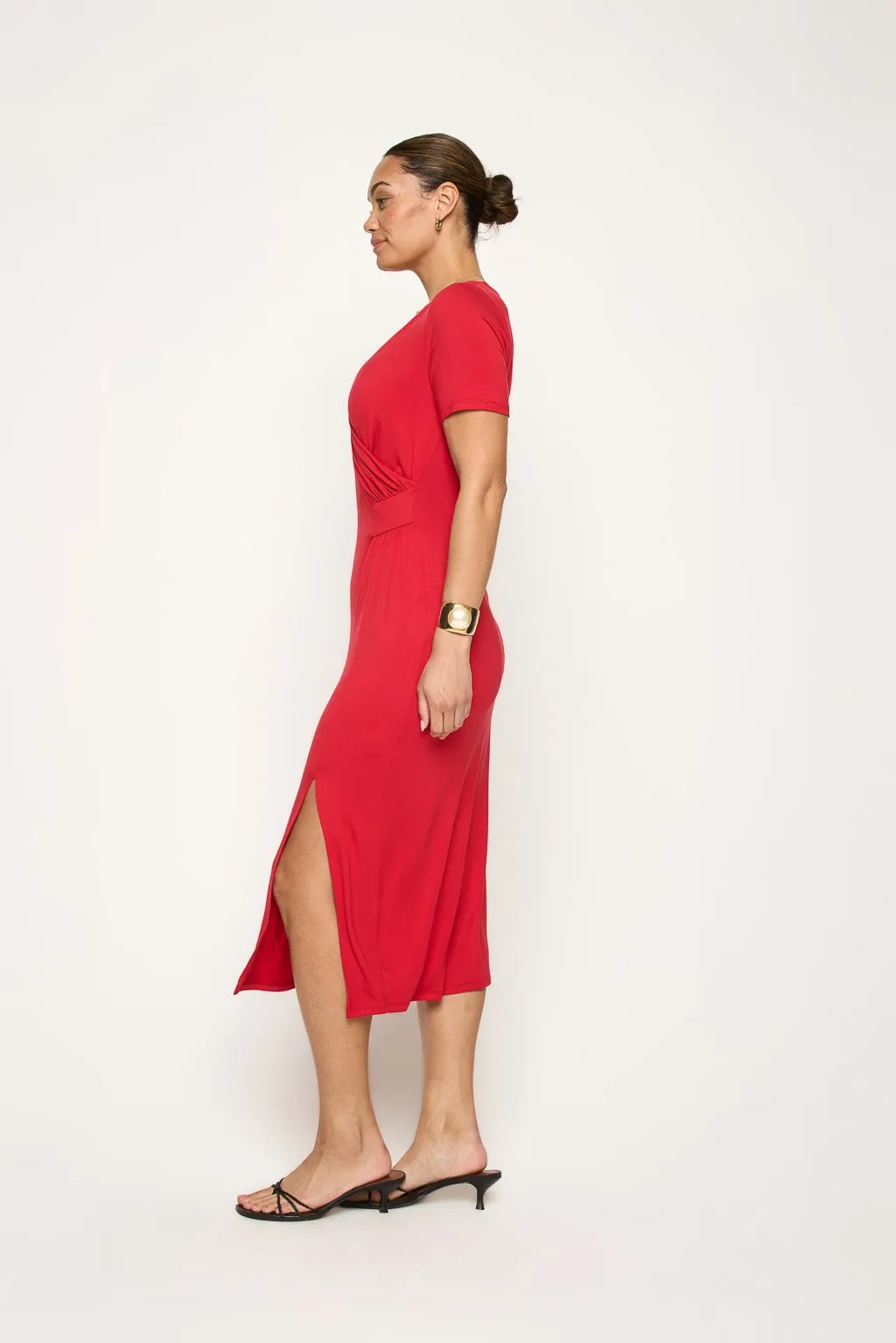 Jocelyn Side Ruched Midi Dress