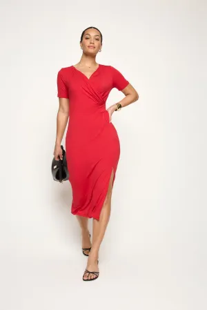 Jocelyn Side Ruched Midi Dress