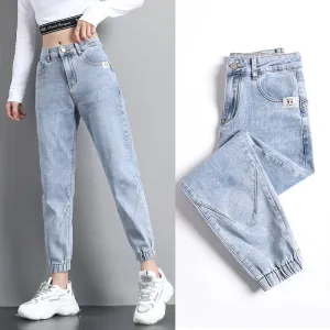 Joskaa Christmas Gift High waisted jeans women spring 2024 new loose tight fitting waist leggings feet thin nine points harem pants ins net red trend