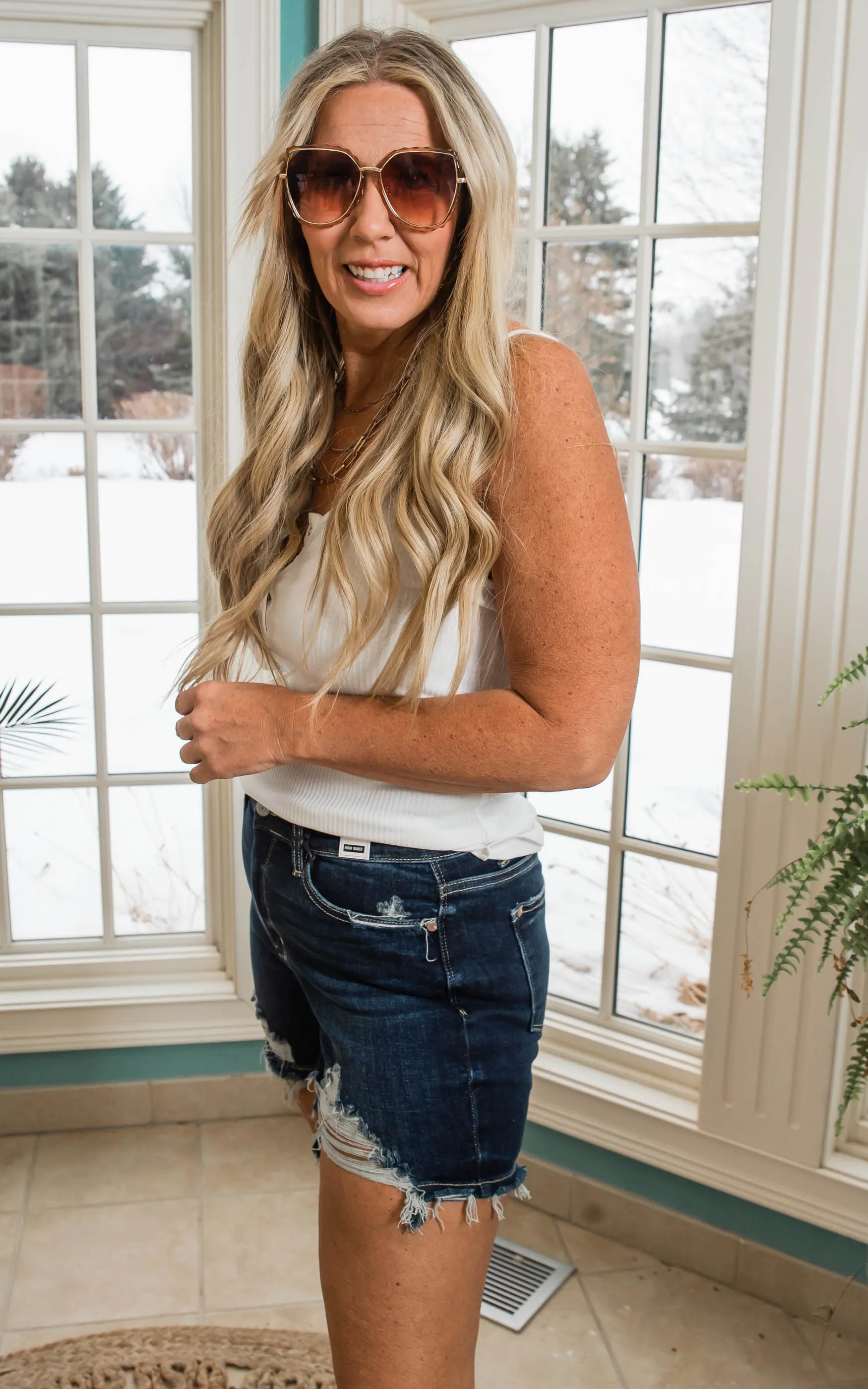Judy Blue Highwaisted Distressed Denim Shorts - Final Sale