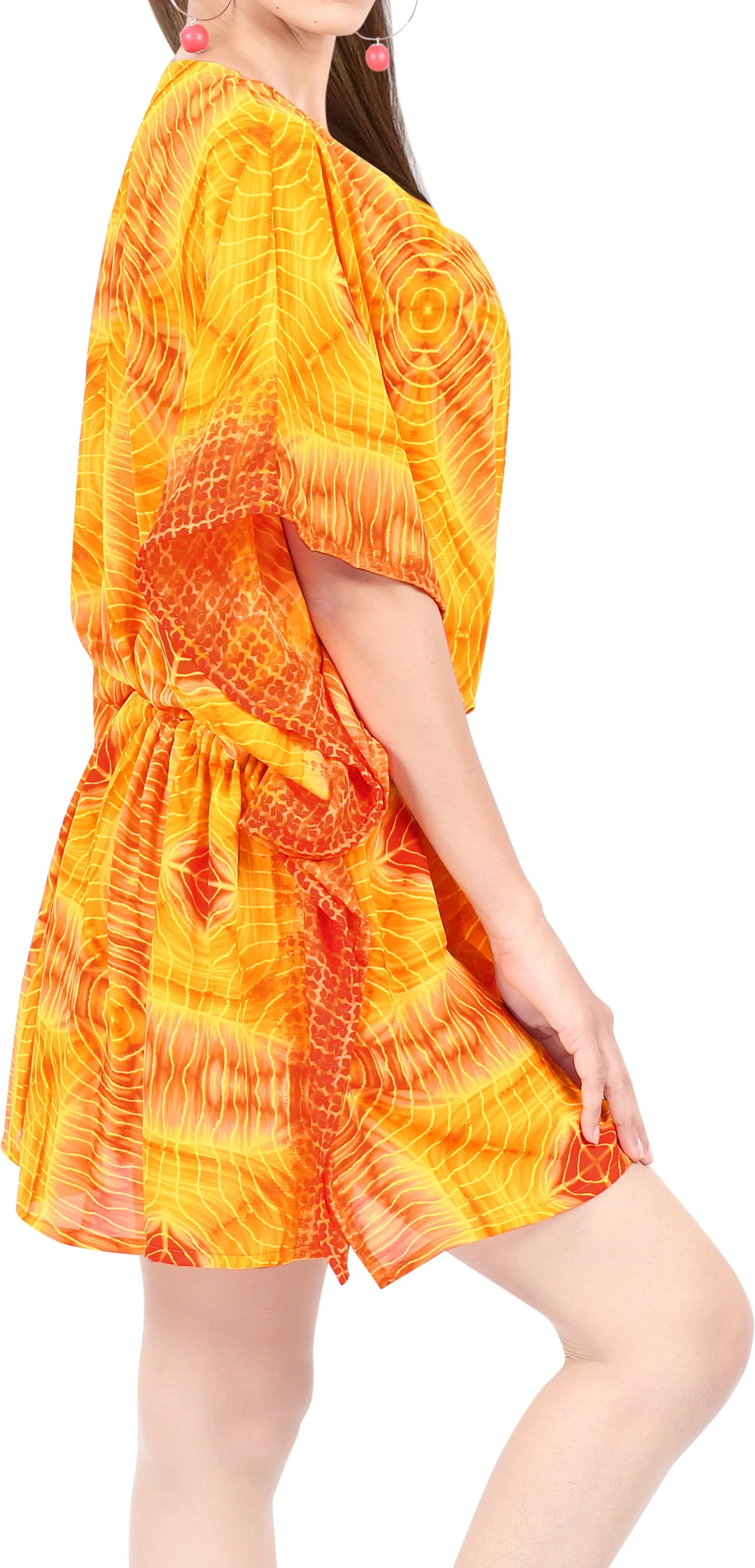 LA LEELA kimono cover ups for swimwear women Orange_Y317 OSFM 16-28W [XL- 4X]