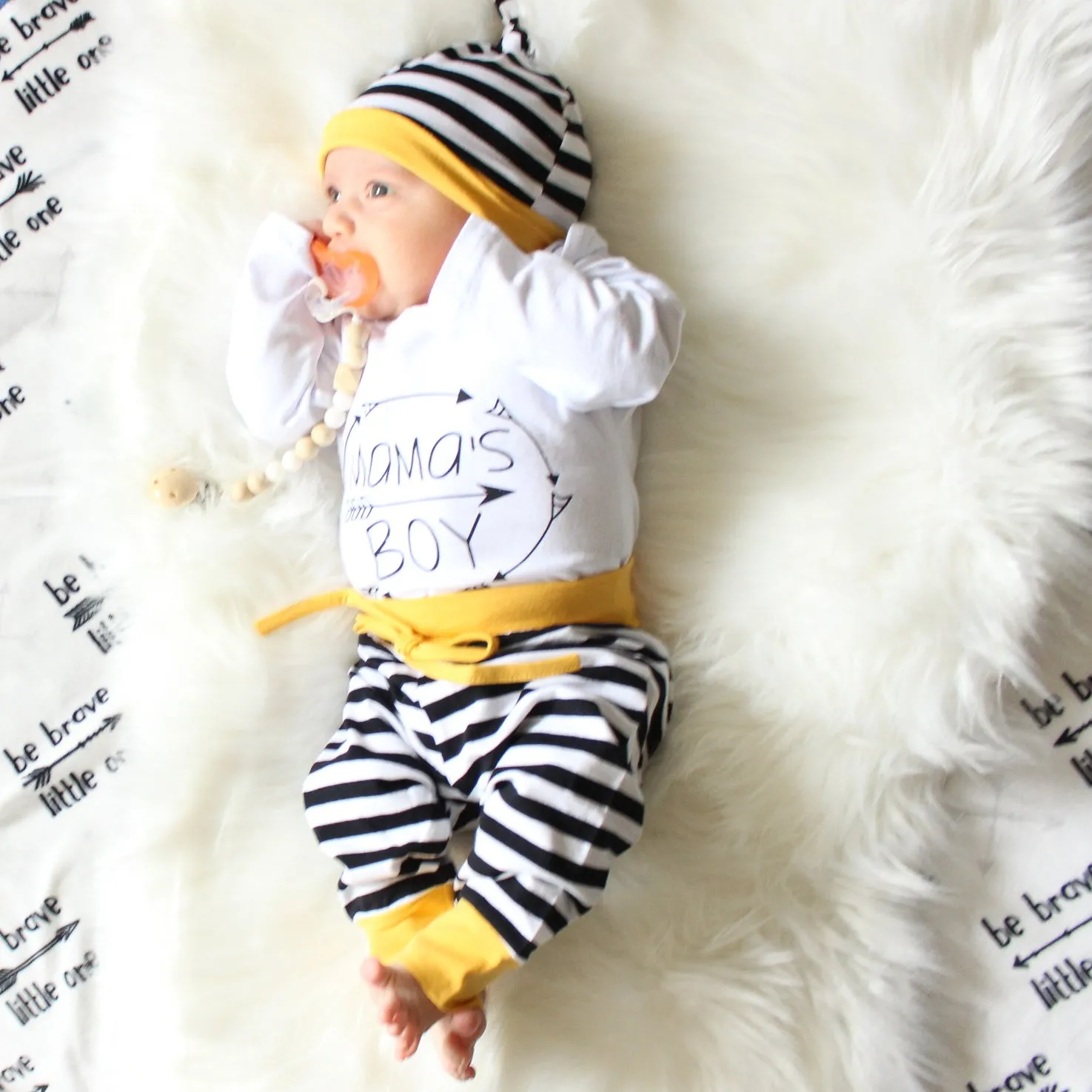 Mama's Boy - Striped Pants & Beanie