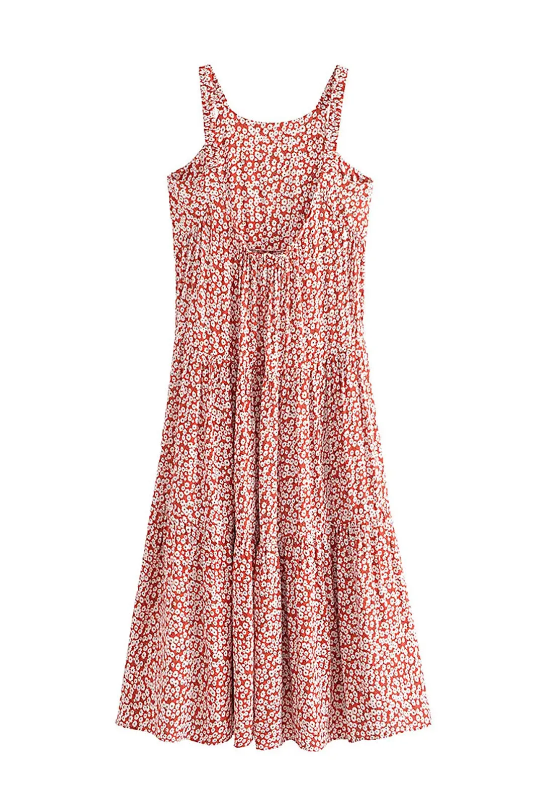 Maxi Dress - Boho Dress - Maxi Boho Sundress - Red White Daisy