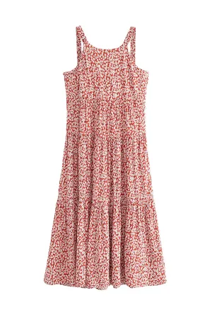 Maxi Dress - Boho Dress - Maxi Boho Sundress - Red White Daisy