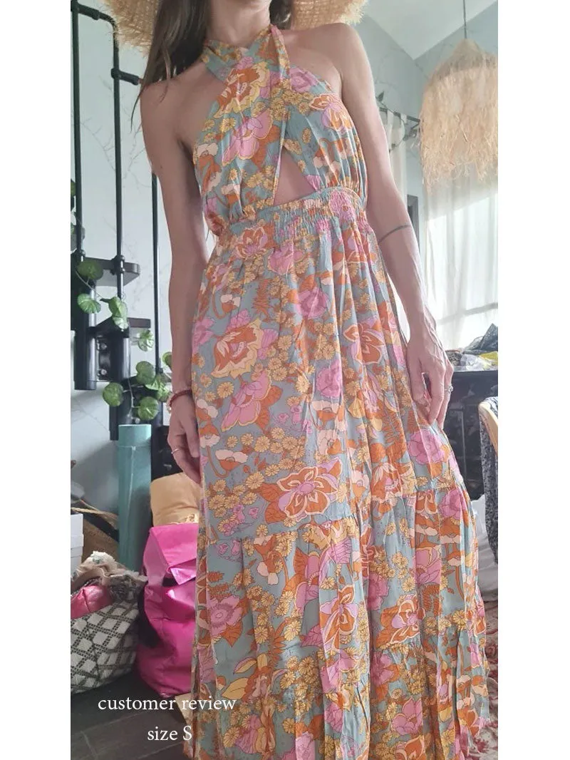 Maxi Dress, Boho Dress, Sundress, Halter Neck Catalina