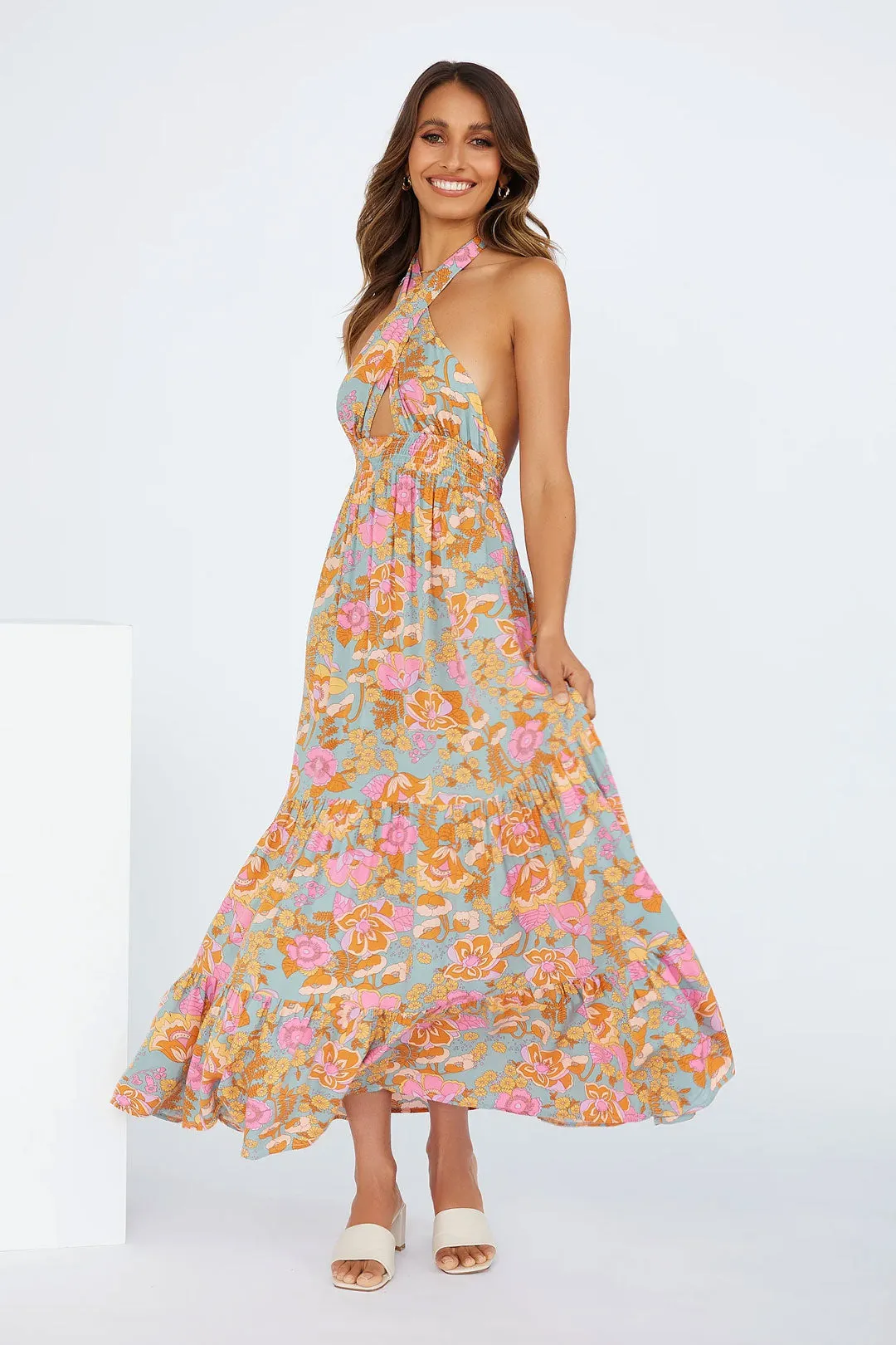 Maxi Dress, Boho Dress, Sundress, Halter Neck Catalina