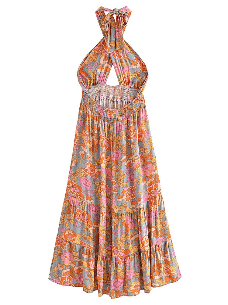 Maxi Dress, Boho Dress, Sundress, Halter Neck Catalina