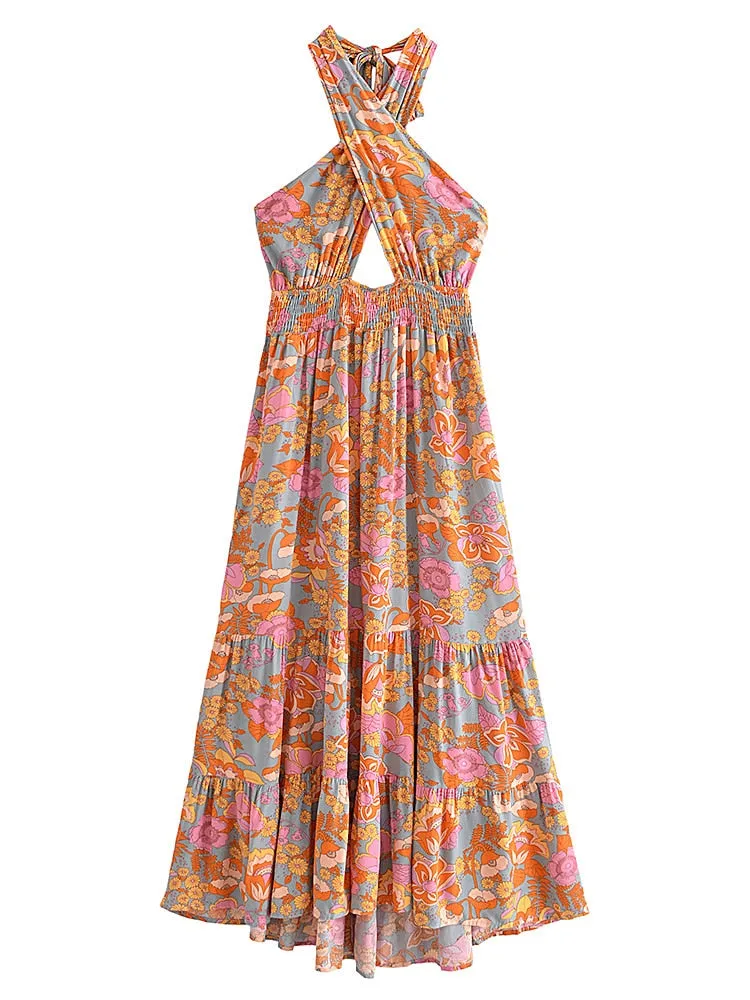 Maxi Dress, Boho Dress, Sundress, Halter Neck Catalina