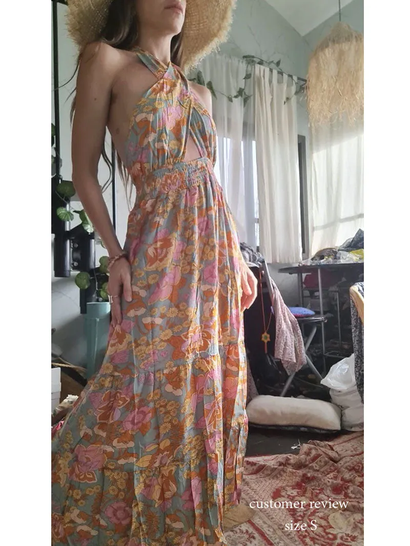 Maxi Dress, Boho Dress, Sundress, Halter Neck Catalina