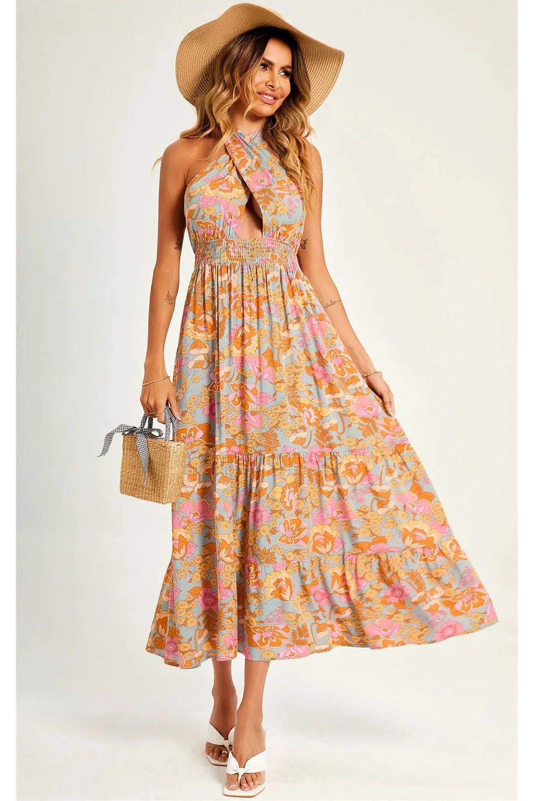 Maxi Dress, Boho Dress, Sundress, Halter Neck Catalina