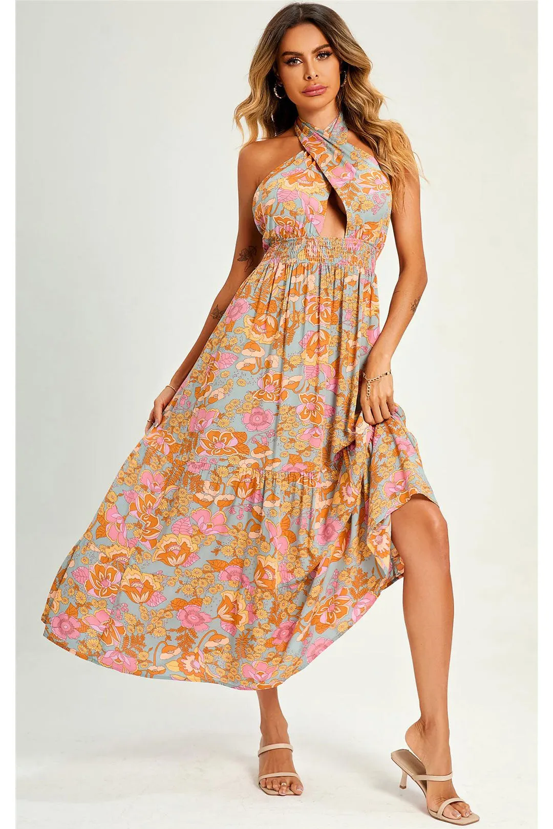 Maxi Dress, Boho Dress, Sundress, Halter Neck Catalina