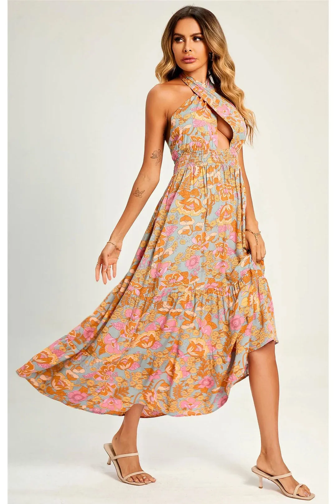 Maxi Dress, Boho Dress, Sundress, Halter Neck Catalina