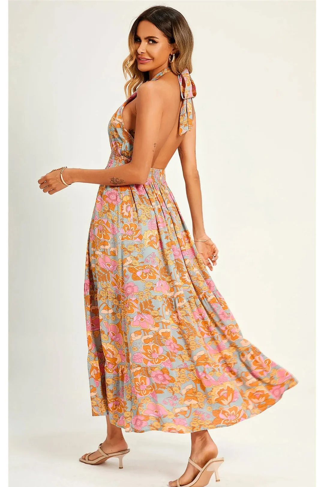 Maxi Dress, Boho Dress, Sundress, Halter Neck Catalina