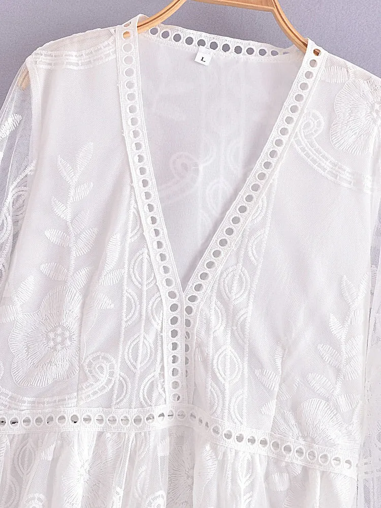 Maxi Dress - Boho Dress - Sundress - Lace Dress - White Aitana