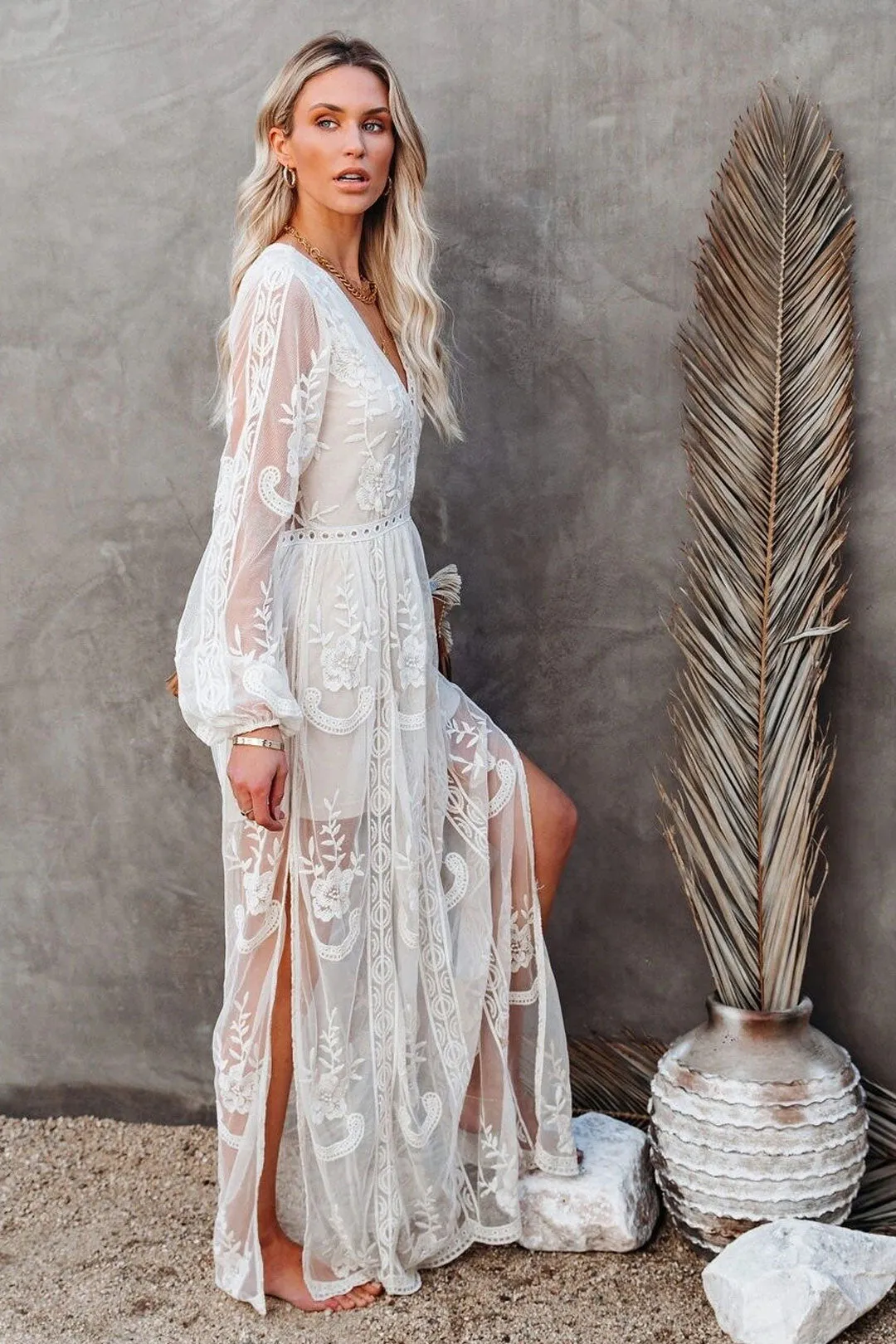 Maxi Dress - Boho Dress - Sundress - Lace Dress - White Aitana
