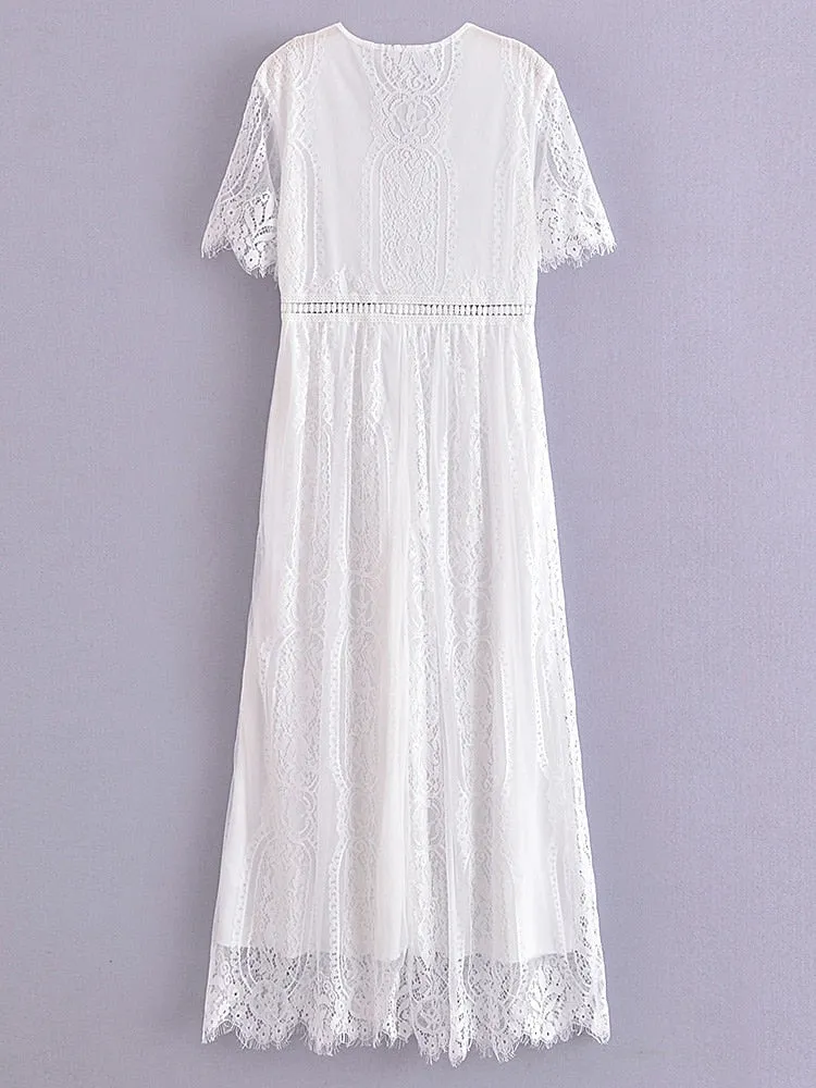 Maxi Dress - Boho Dress - Sundress - Lace Dress - White Altar
