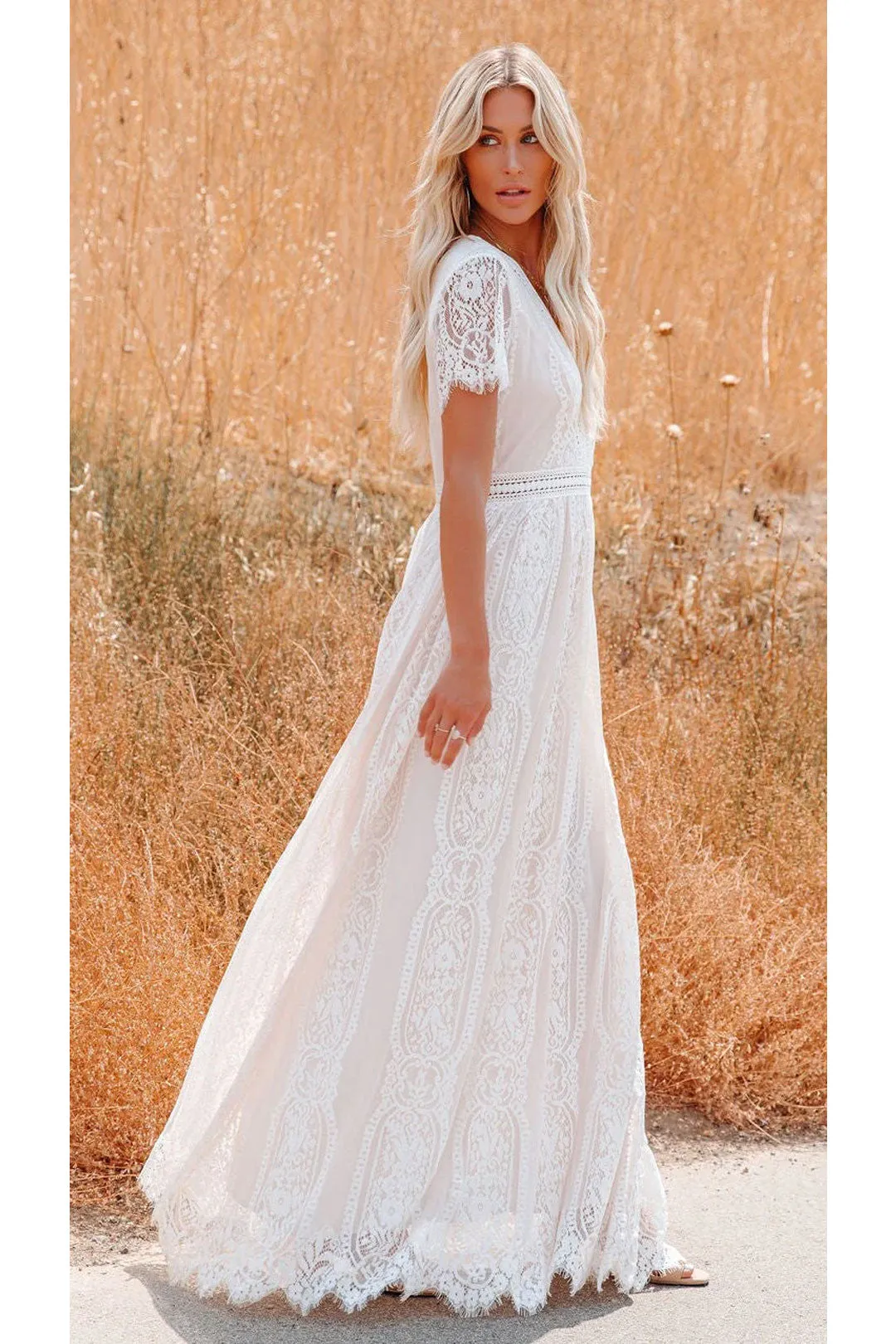Maxi Dress - Boho Dress - Sundress - Lace Dress - White Altar