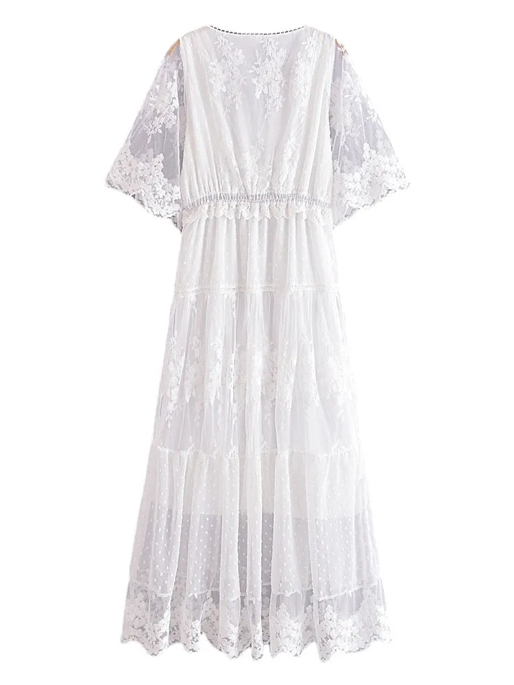 Maxi Dress - Boho Dress - Sundress - Lace Dress - White Celia