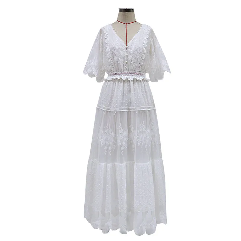 Maxi Dress - Boho Dress - Sundress - Lace Dress - White Celia