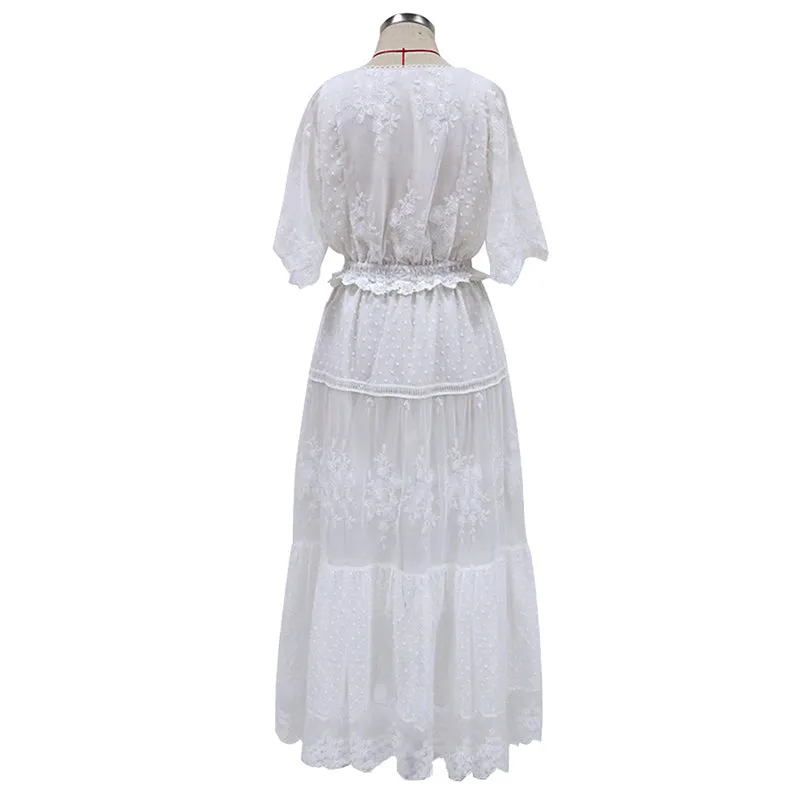 Maxi Dress - Boho Dress - Sundress - Lace Dress - White Celia