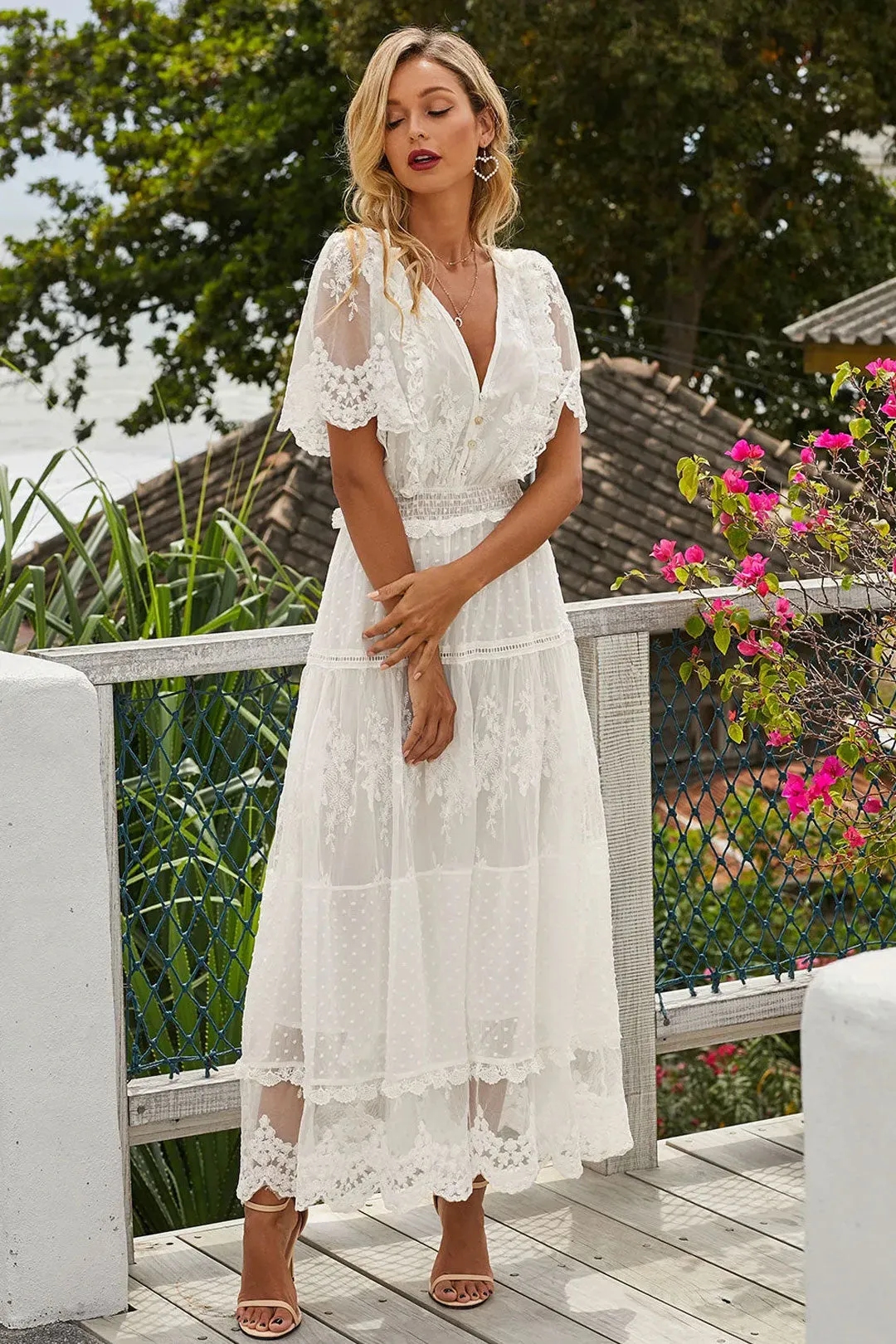 Maxi Dress - Boho Dress - Sundress - Lace Dress - White Celia
