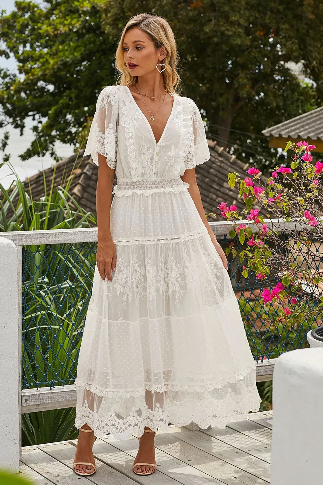 Maxi Dress - Boho Dress - Sundress - Lace Dress - White Celia