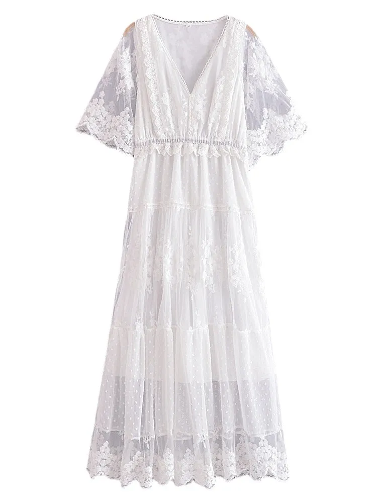 Maxi Dress - Boho Dress - Sundress - Lace Dress - White Celia