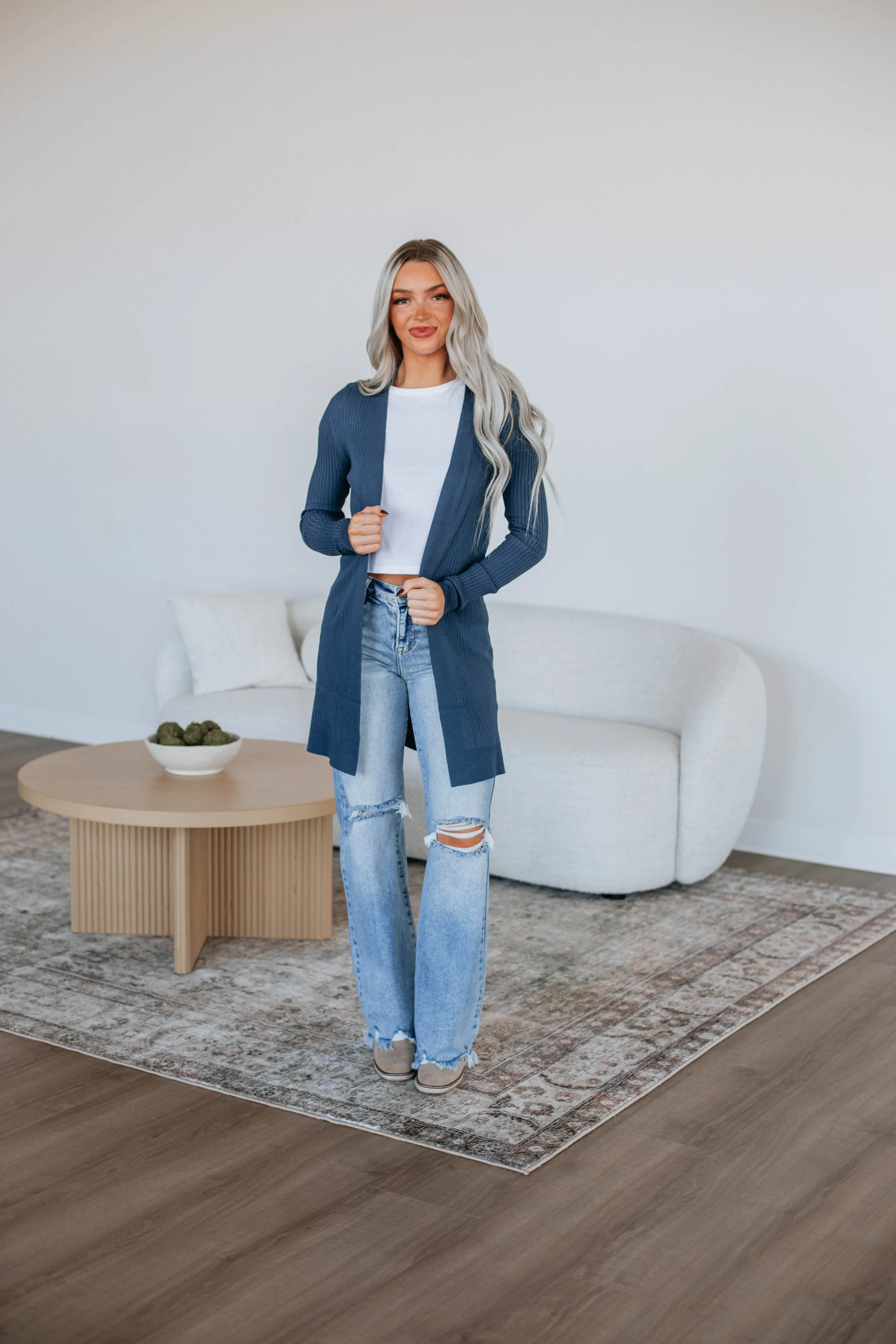 Maylin Ribbed Cardigan - Dark Teal