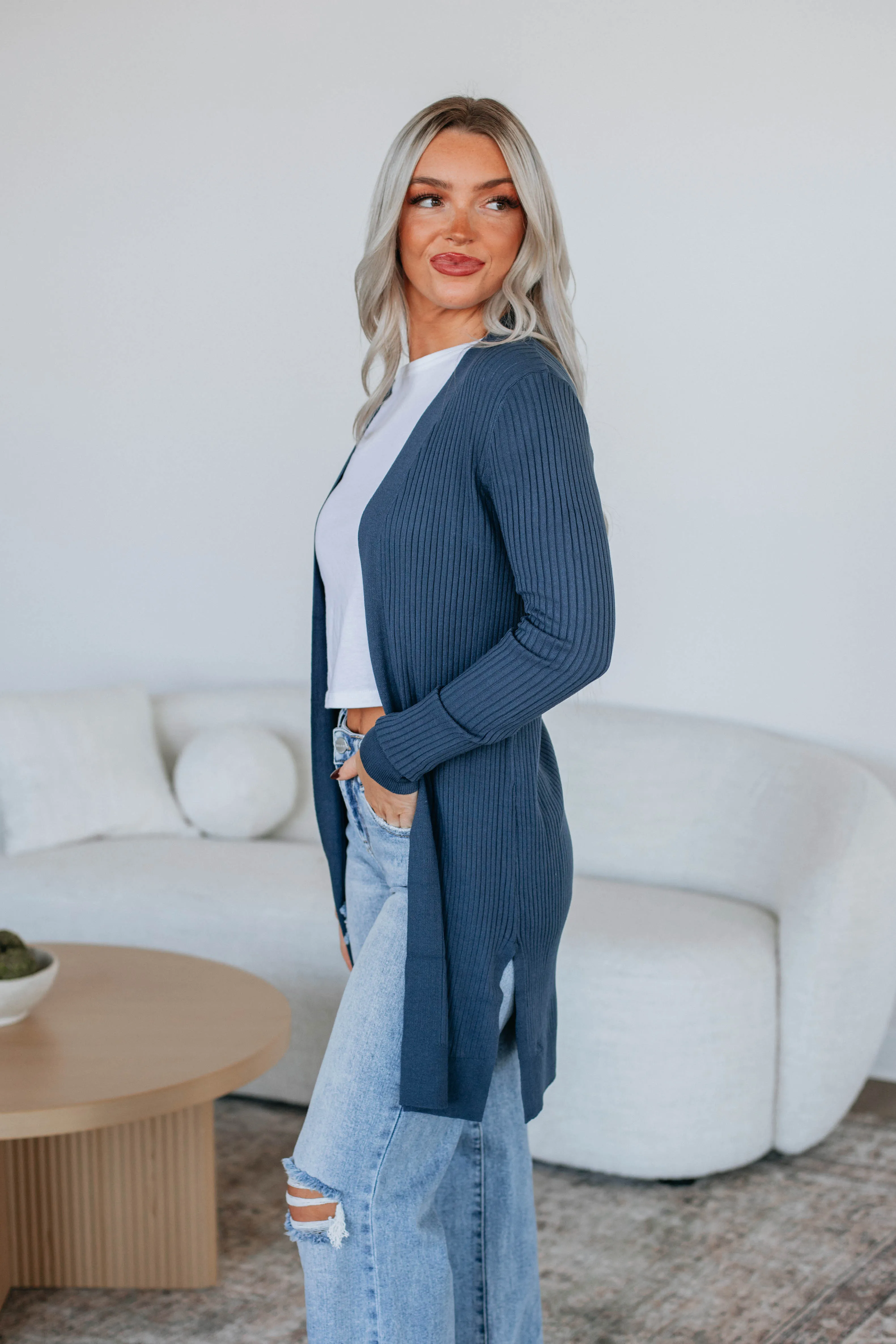Maylin Ribbed Cardigan - Dark Teal