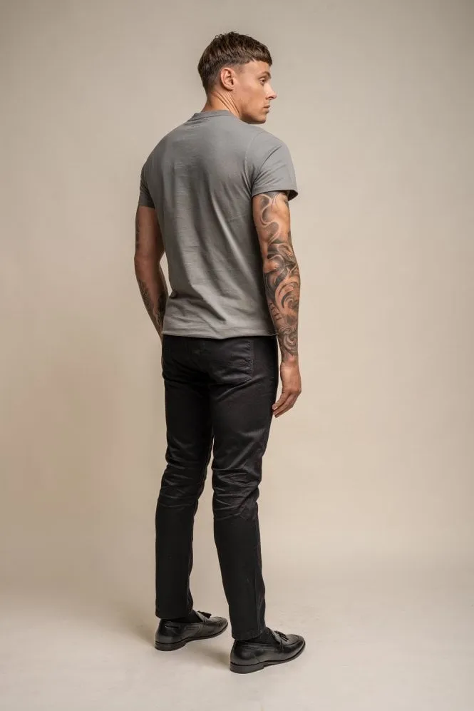 Men's Casual Slim Fit Denim Jeans - BRAD - Black