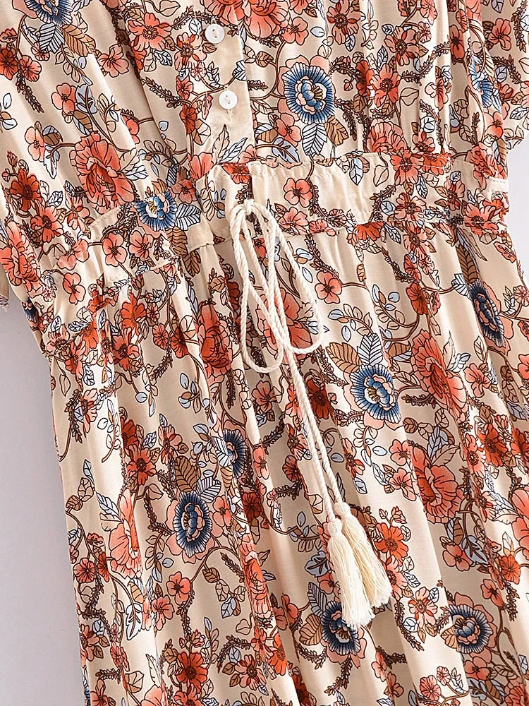 Midi Dress, Boho Dress, Sundress, Desert Arabian Jasmine