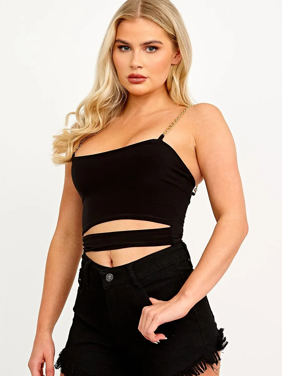 Natalie High Waisted Frayed Denim Shorts In Black