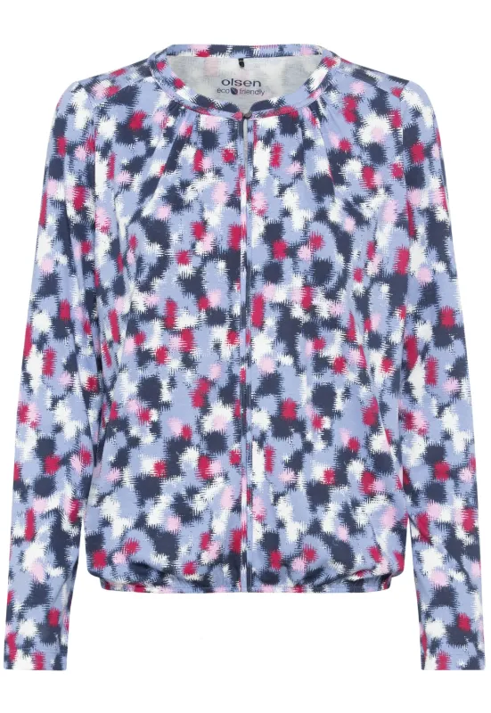 OLSEN<BR>
Digital Blur Print T-Shirt<BR>
Blue<BR>
