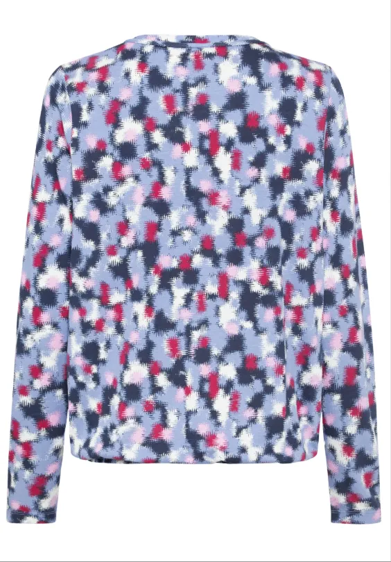 OLSEN<BR>
Digital Blur Print T-Shirt<BR>
Blue<BR>