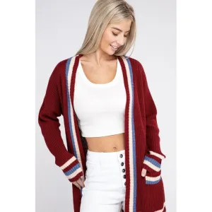 Open cardigan with contrast trim