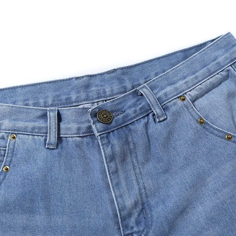 Patchwork Contrast Color Zipper Denim Pants
