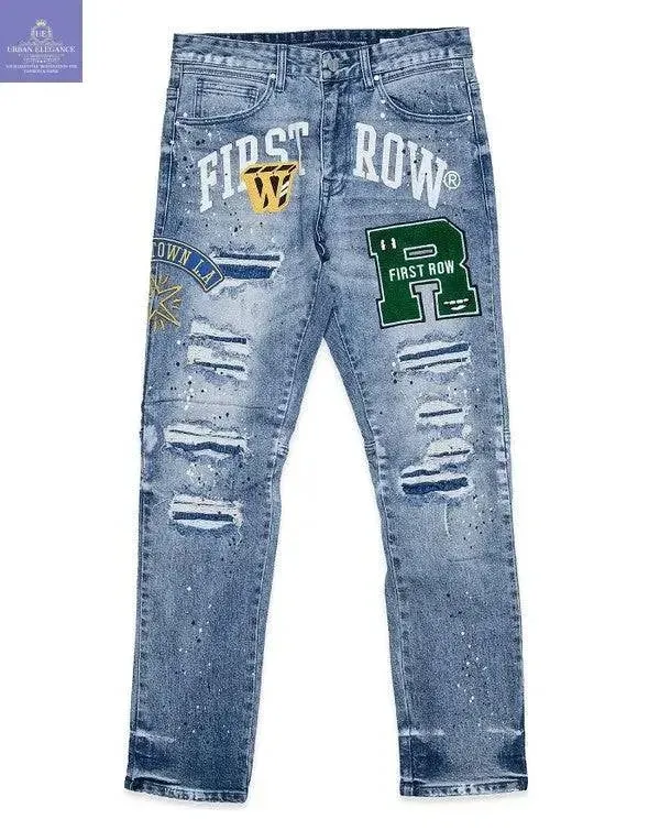 Retro Varsity Patch Slim Fit Jeans