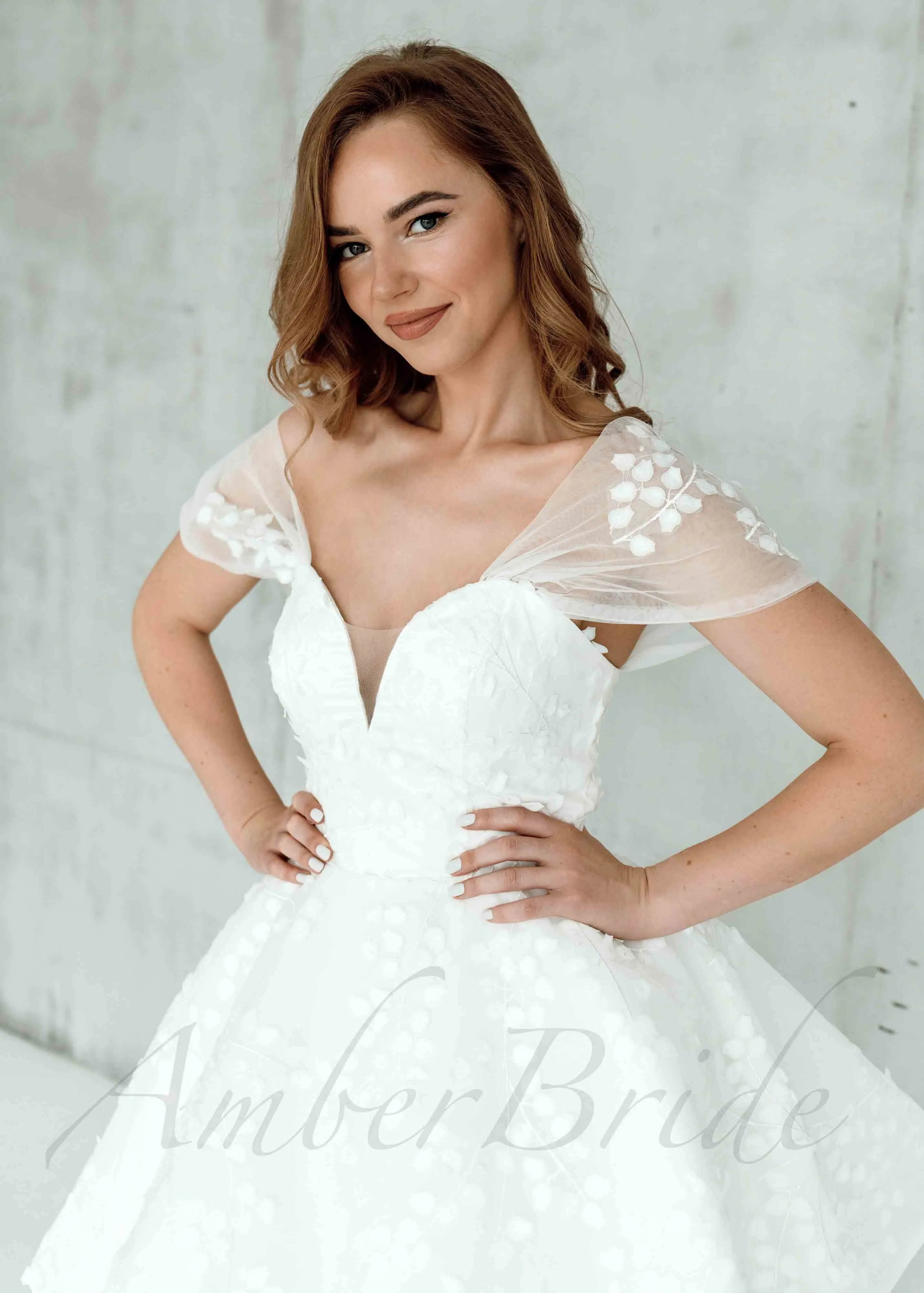 Rustic Knee Length Satin Dress with Off Shoulder Floral Design